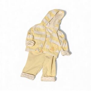 Y2K Vintage Yellow Striped Baby Hoodie and Pants Set